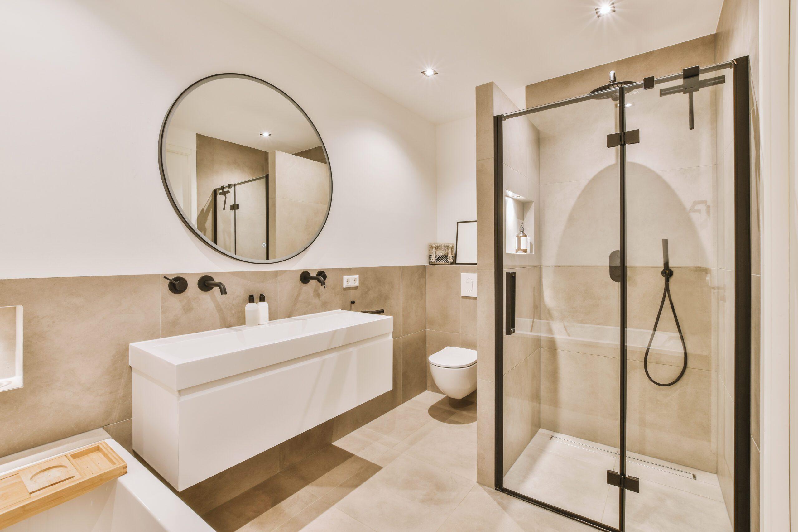 bathroom tub and shower and toilet