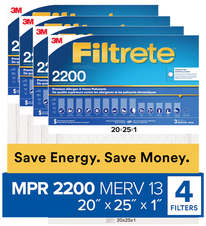 Four 3M air filters package