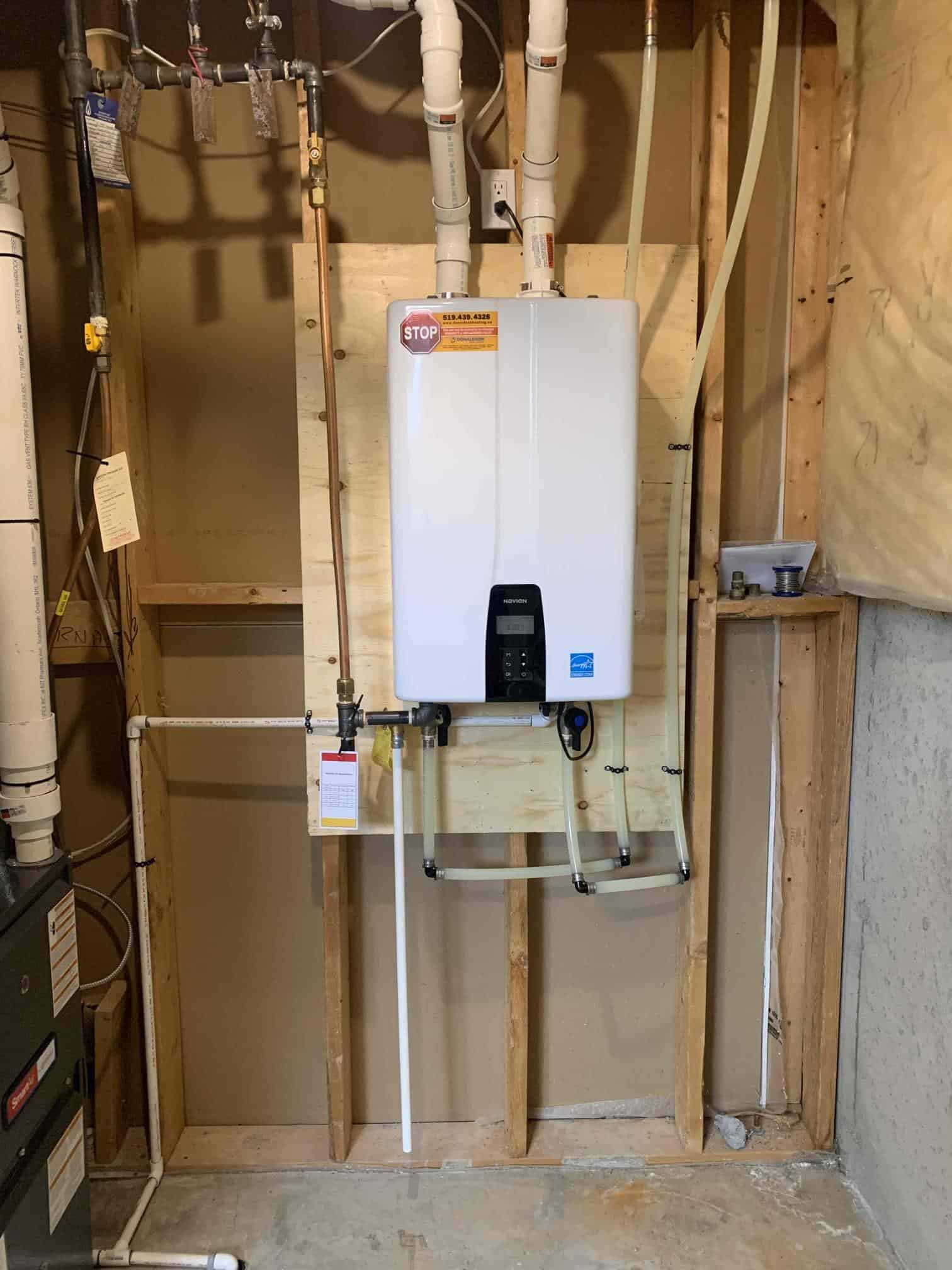 Tankless water heater pros and cons installed by Donaldson Home Services.