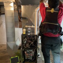 New furnace installation in a residential basement.